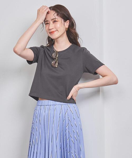 UNITED ARROWS（ユナイテッドアローズ）の「コットン ショートTシャツ（Tシャツ/カットソー・レディース・ブラック/ホワイト/ライトピンク/ダークグレー・FREE）」の4枚目の写真