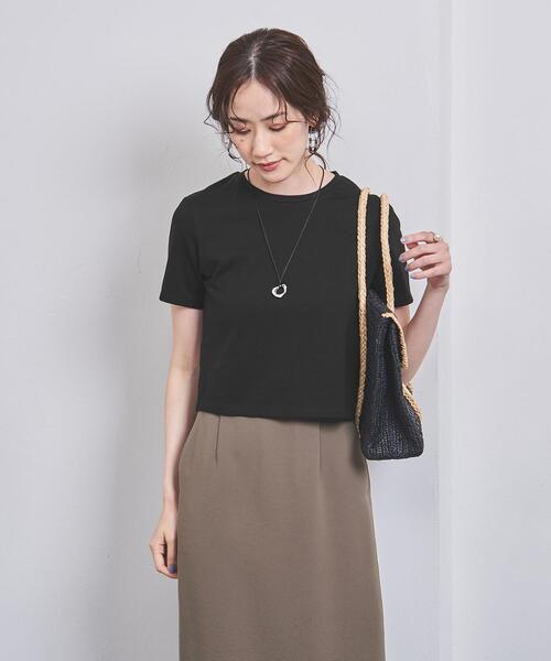 UNITED ARROWS（ユナイテッドアローズ）の「コットン ショートTシャツ（Tシャツ/カットソー・レディース・ブラック/ホワイト/ライトピンク/ダークグレー・FREE）」の3枚目の写真