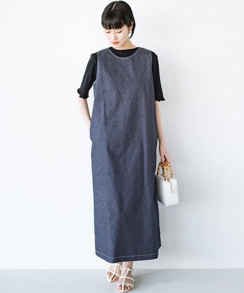 haco!（ハコ）の「後ろ姿にドキッ！ハートステッチがそっと背中を押してくれるワンピース haco! FACTORY with ah(attach heart)!（ワンピース・レディース・キャメル/ネイビー・MEDIUM/X-LARGE/LARGE/SMALL）」の9枚目の写真