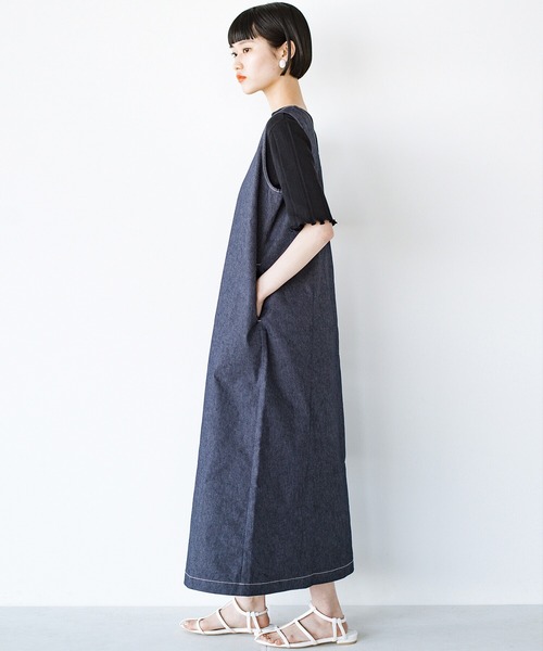 haco!（ハコ）の「後ろ姿にドキッ！ハートステッチがそっと背中を押してくれるワンピース haco! FACTORY with ah(attach heart)!（ワンピース・レディース・キャメル/ネイビー・MEDIUM/X-LARGE/LARGE/SMALL）」の6枚目の写真