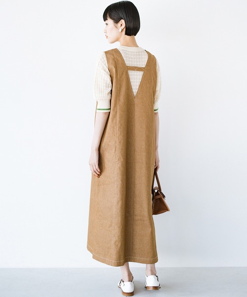 haco!（ハコ）の「後ろ姿にドキッ！ハートステッチがそっと背中を押してくれるワンピース haco! FACTORY with ah(attach heart)!（ワンピース・レディース・キャメル/ネイビー・MEDIUM/X-LARGE/LARGE/SMALL）」の17枚目の写真