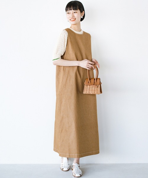 haco!（ハコ）の「後ろ姿にドキッ！ハートステッチがそっと背中を押してくれるワンピース haco! FACTORY with ah(attach heart)!（ワンピース・レディース・キャメル/ネイビー・MEDIUM/X-LARGE/LARGE/SMALL）」の12枚目の写真