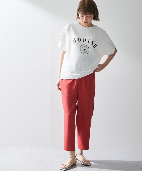 Le temps riche(ルタンリッシュ)の「異素材切替ドルマンスリーブロゴTシャツ <Le temps riche>(Tシャツ/カットソー・レディース・ブラック/オフホワイト/オレンジ・L/LL/M)」の7枚目の写真