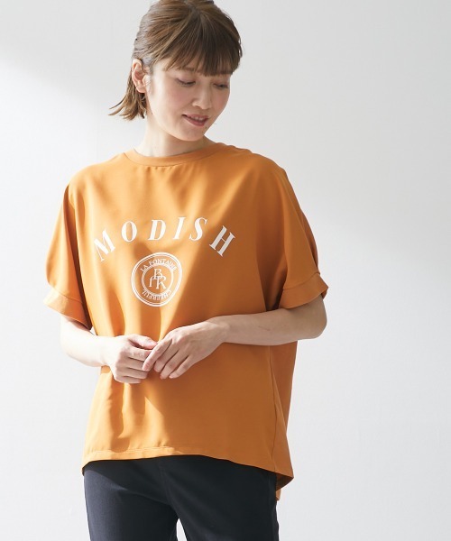 Le temps riche(ルタンリッシュ)の「異素材切替ドルマンスリーブロゴTシャツ <Le temps riche>(Tシャツ/カットソー・レディース・ブラック/オフホワイト/オレンジ・L/LL/M)」の20枚目の写真