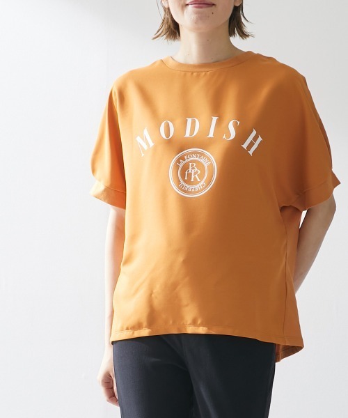 Le temps riche(ルタンリッシュ)の「異素材切替ドルマンスリーブロゴTシャツ <Le temps riche>(Tシャツ/カットソー・レディース・ブラック/オフホワイト/オレンジ・L/LL/M)」の12枚目の写真