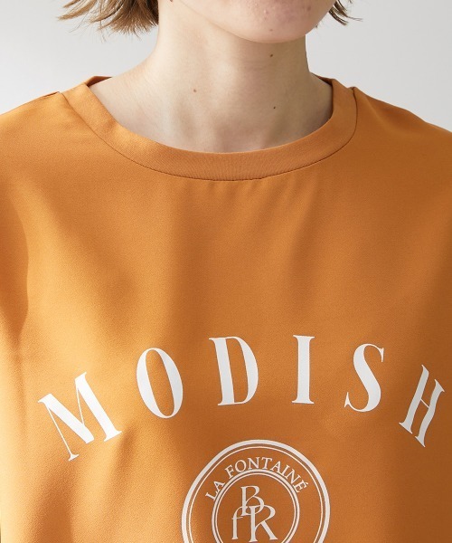 Le temps riche(ルタンリッシュ)の「異素材切替ドルマンスリーブロゴTシャツ <Le temps riche>(Tシャツ/カットソー・レディース・ブラック/オフホワイト/オレンジ・L/LL/M)」の10枚目の写真