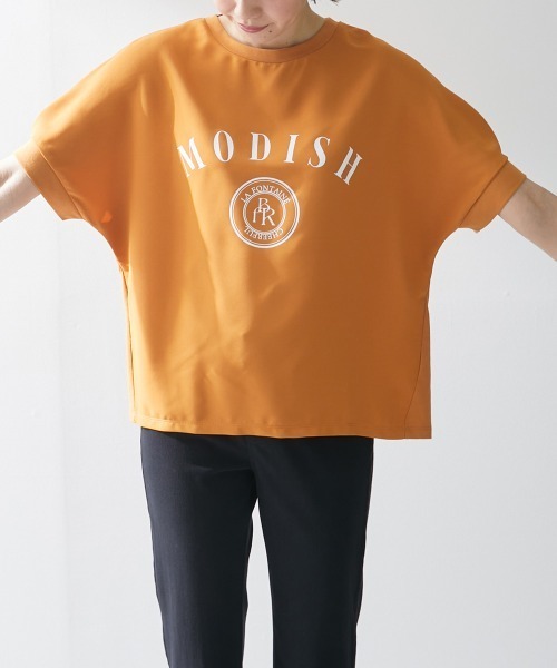 Le temps riche(ルタンリッシュ)の「異素材切替ドルマンスリーブロゴTシャツ <Le temps riche>(Tシャツ/カットソー・レディース・ブラック/オフホワイト/オレンジ・L/LL/M)」の16枚目の写真