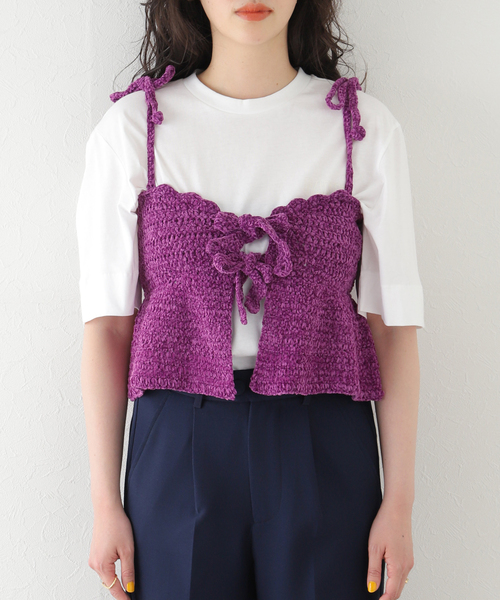 ganni ビスチェ 楽天市場】GANNI ガニー ビスチェ Velvet Crochet Bandeau Strap