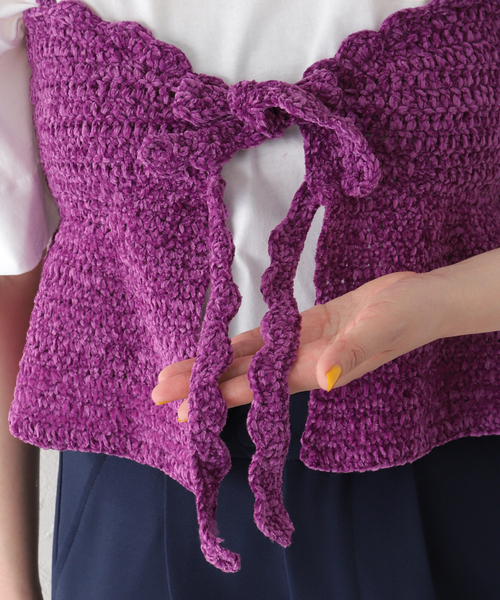 セール】【GANNI / ガニー】 Velvet Crochet Bandeau Strap Top