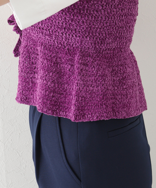 セール】【GANNI / ガニー】 Velvet Crochet Bandeau Strap Top