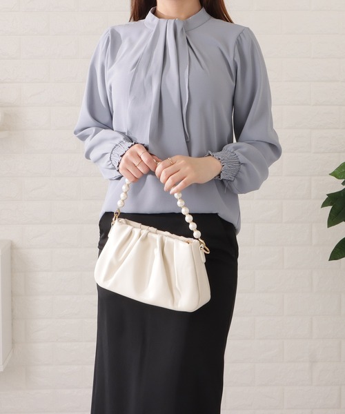 Lace Ladies(レースレディース)の「2WAYボウタイ付き長袖ブラウス(シャツ/ブラウス・レディース・アイボリー/グリーン/ブラック/ベージュ/ブルーグレー・FREE/S)」の4枚目の写真