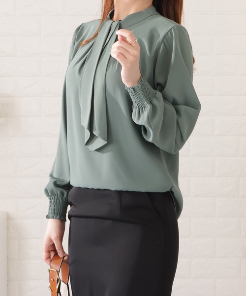 Lace Ladies(レースレディース)の「2WAYボウタイ付き長袖ブラウス(シャツ/ブラウス・レディース・アイボリー/グリーン/ブラック/ベージュ/ブルーグレー・FREE/S)」の20枚目の写真