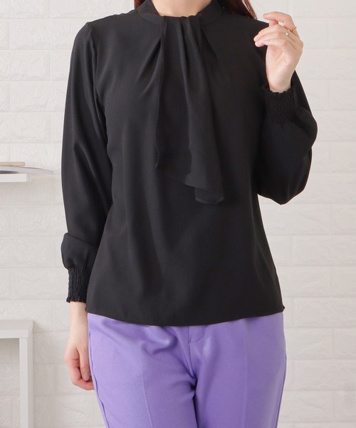 Lace Ladies(レースレディース)の「2WAYボウタイ付き長袖ブラウス(シャツ/ブラウス・レディース・アイボリー/グリーン/ブラック/ベージュ/ブルーグレー・FREE/S)」の10枚目の写真