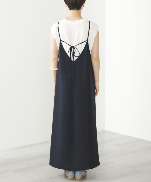 BEAMS HEART（ビームスハート）の「【2点セット】BEAMS HEART / サッカーサテン キャミワンピース×フレンチスリーブTシャツ（ワンピース・レディース・オリーブ/ベージュ/ネイビー・FREE）」の7枚目の写真