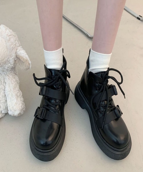 Burner(バーナー)の「【OKUOKU 0909】 厚底ブーツ oku-shoes-67683900(ブーツ・レディース・ブラック系その他/ブラック系その他2・36/38)」の1枚目の写真