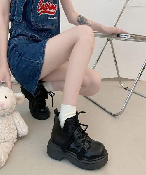 Burner(バーナー)の「【OKUOKU 0909】 厚底ブーツ oku-shoes-67683900(ブーツ・レディース・ブラック系その他/ブラック系その他2・36/38)」の4枚目の写真
