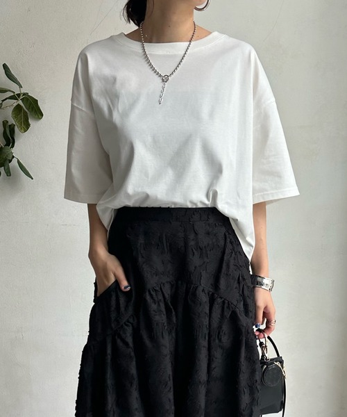DouDou(ドゥドゥ)の「ショート丈TEE(Tシャツ/カットソー・レディース・ブラック/オフホワイト/オリーブ/レモンイエロー・FREE)」の10枚目の写真