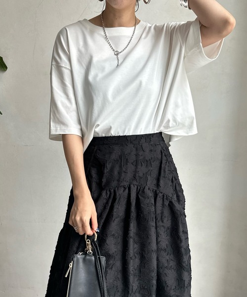 DouDou(ドゥドゥ)の「ショート丈TEE(Tシャツ/カットソー・レディース・ブラック/オフホワイト/オリーブ/レモンイエロー・FREE)」の12枚目の写真