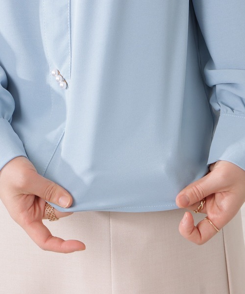 Lace Ladies(レースレディース)の「レースカラーパールボタンブラウス(シャツ/ブラウス・レディース・ブルー/ホワイト・M/XL)」の16枚目の写真