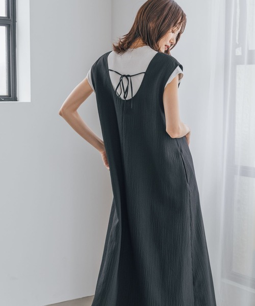 GLOBAL WORK（グローバルワーク）の「お手入れらくらくバックリボンノースリーブワンピース/908022（ワンピース・レディース・ブラック/マスタード/ダークブラウン・FREE）」の11枚目の写真