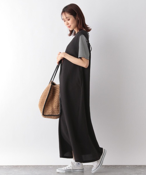 GLOBAL WORK（グローバルワーク）の「お手入れらくらくバックリボンノースリーブワンピース/908022（ワンピース・レディース・ブラック/マスタード/ダークブラウン・FREE）」の14枚目の写真