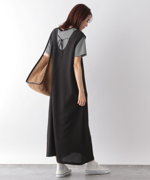 GLOBAL WORK（グローバルワーク）の「お手入れらくらくバックリボンノースリーブワンピース/908022（ワンピース・レディース・ブラック/マスタード/ダークブラウン・FREE）」の15枚目の写真