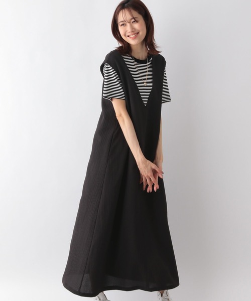 GLOBAL WORK（グローバルワーク）の「お手入れらくらくバックリボンノースリーブワンピース/908022（ワンピース・レディース・ブラック/マスタード/ダークブラウン・FREE）」の19枚目の写真