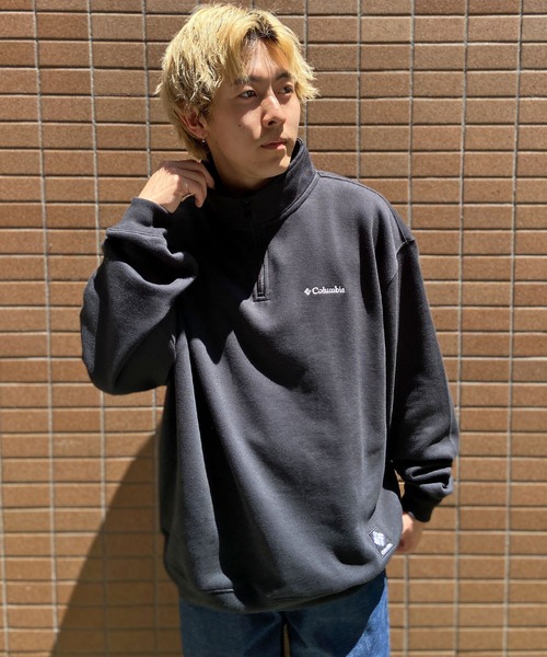Columbia(コロンビア)の「【ムラサキスポーツ別注】columbia/コロンビア SUNRISE EDGE HALF ZIP SWEATSHI ハーフジップスウェット 裏起毛 ワンポイント刺繍 PM4748(スウェット・メンズ・ブラック/オートミール・XL/M/L/XS/S)」の3枚目の写真