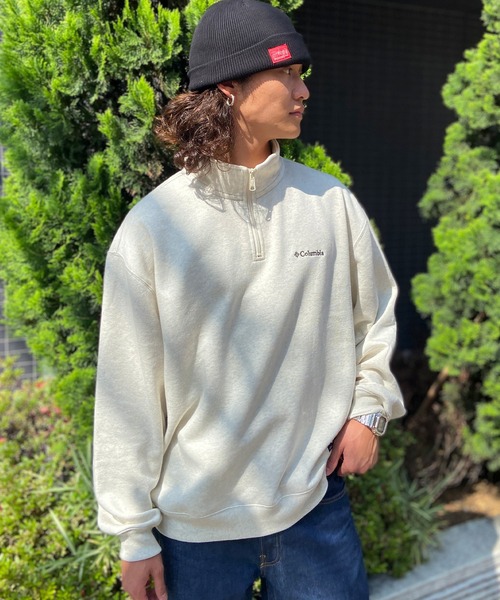 Columbia(コロンビア)の「【ムラサキスポーツ別注】columbia/コロンビア SUNRISE EDGE HALF ZIP SWEATSHI ハーフジップスウェット 裏起毛 ワンポイント刺繍 PM4748(スウェット・メンズ・ブラック/オートミール・XL/M/L/XS/S)」の9枚目の写真