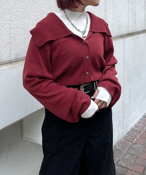 PAGEBOY(ページボーイ)の「BIGカラーショートカーディガン(カーディガン/ボレロ・レディース・ボルドー/ロイヤルブルー/モカ/ブラック・FREE)」の19枚目の写真