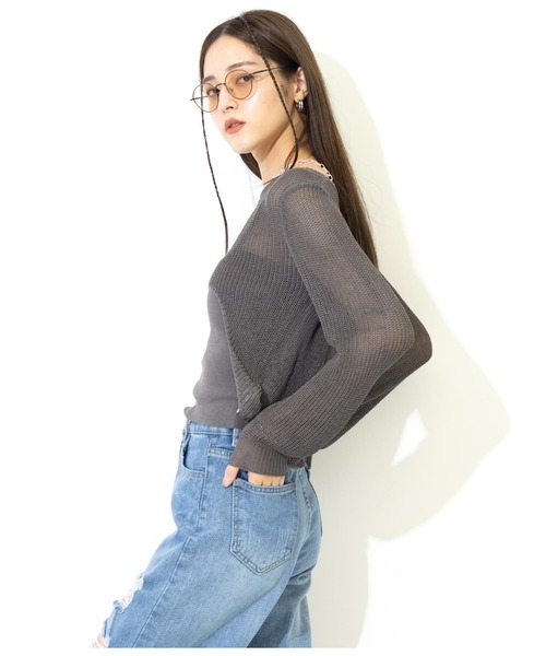 ANAP(アナップ)の「レイヤード風ニットトップス(ニット/セーター・レディース・ピンク/ベージュ/ダークグレー・FREE)」の8枚目の写真