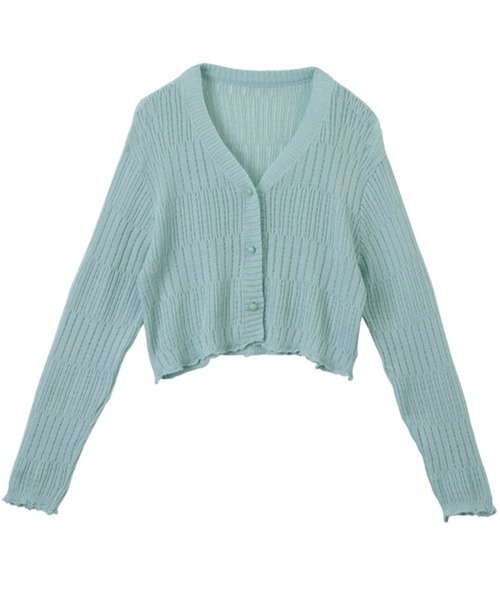 セール】【羽織りに/オフィスカジュアル】透かしランダムリブVネック