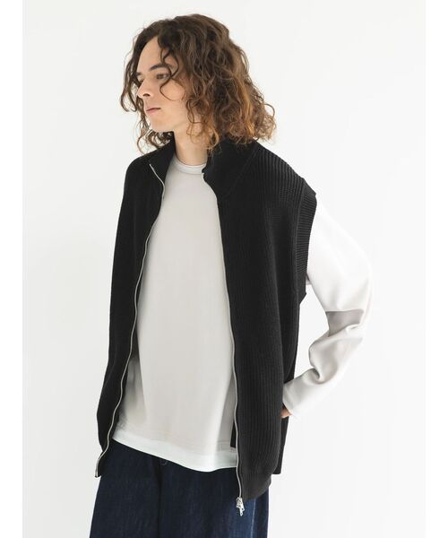 CRAFT STANDARD BOUTIQUE（クラフトスタンダードブティック）の「7Gリサイクルドライバーズニットベスト（ニット/セーター・メンズ・杢グレー/ブラック/ベージュ・M/L/XL）」の16枚目の写真