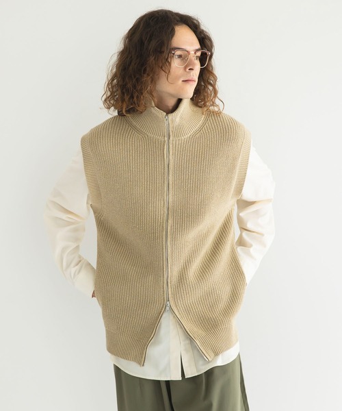 CRAFT STANDARD BOUTIQUE（クラフトスタンダードブティック）の「7Gリサイクルドライバーズニットベスト（ニット/セーター・メンズ・杢グレー/ブラック/ベージュ・M/L/XL）」の1枚目の写真