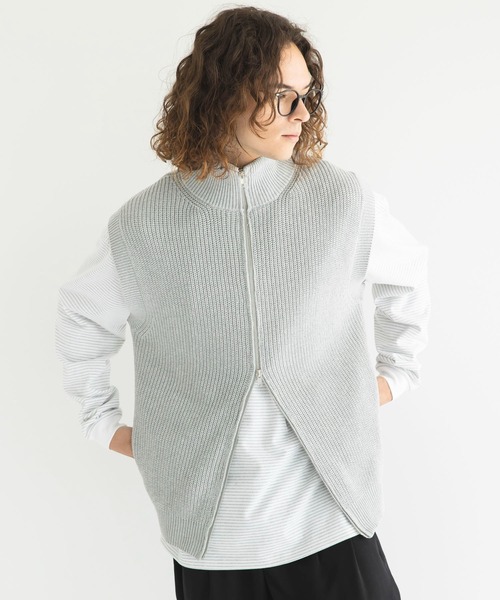 CRAFT STANDARD BOUTIQUE（クラフトスタンダードブティック）の「7Gリサイクルドライバーズニットベスト（ニット/セーター・メンズ・杢グレー/ブラック/ベージュ・M/L/XL）」の3枚目の写真