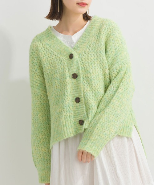 terrace(テラス)の「メランジメッシュニットカーディガン(カーディガン/ボレロ・レディース・モカ/イエロー×グリーン/ブラック/レッド/グリーン・MEDIUM)」の19枚目の写真