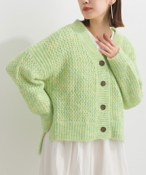 terrace(テラス)の「メランジメッシュニットカーディガン(カーディガン/ボレロ・レディース・モカ/イエロー×グリーン/ブラック/レッド/グリーン・MEDIUM)」の20枚目の写真