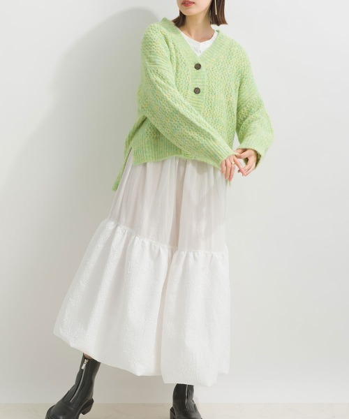 terrace(テラス)の「メランジメッシュニットカーディガン(カーディガン/ボレロ・レディース・モカ/イエロー×グリーン/ブラック/レッド/グリーン・MEDIUM)」の21枚目の写真