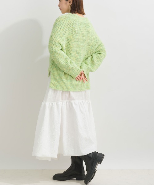 terrace(テラス)の「メランジメッシュニットカーディガン(カーディガン/ボレロ・レディース・モカ/イエロー×グリーン/ブラック/レッド/グリーン・MEDIUM)」の22枚目の写真