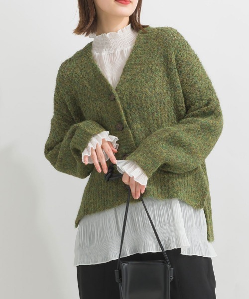 terrace(テラス)の「メランジメッシュニットカーディガン(カーディガン/ボレロ・レディース・モカ/イエロー×グリーン/ブラック/レッド/グリーン・MEDIUM)」の15枚目の写真