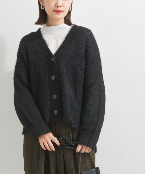 terrace(テラス)の「メランジメッシュニットカーディガン(カーディガン/ボレロ・レディース・モカ/イエロー×グリーン/ブラック/レッド/グリーン・MEDIUM)」の10枚目の写真