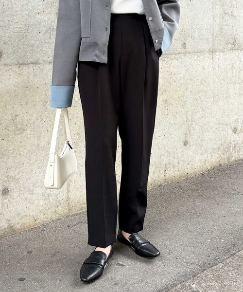 セール】美脚きれい魅せ！センタープレステーパードパンツ（スラックス