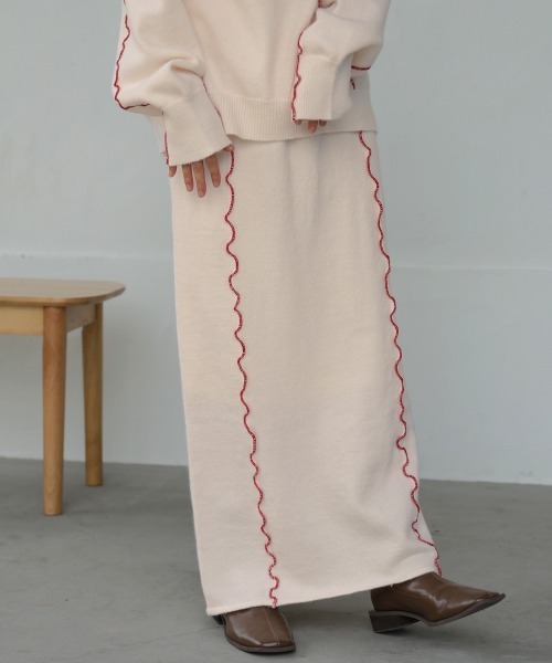 Bab（バブ）の「【セットアップ対応】ウェーブメロウニットスカート（スカート・レディース・ブラック/グレー/アイボリー・FREE）」の4枚目の写真