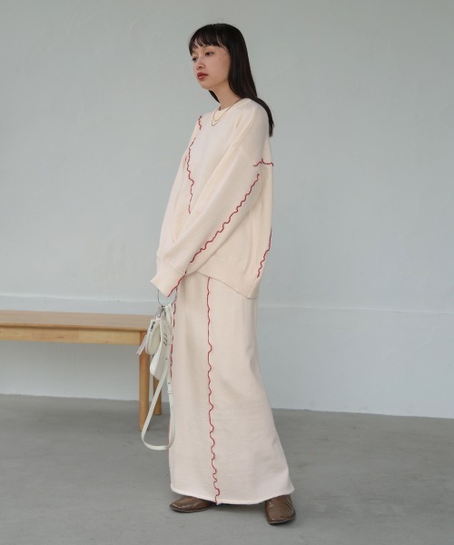 Bab（バブ）の「【セットアップ対応】ウェーブメロウニットスカート（スカート・レディース・ブラック/グレー/アイボリー・FREE）」の5枚目の写真