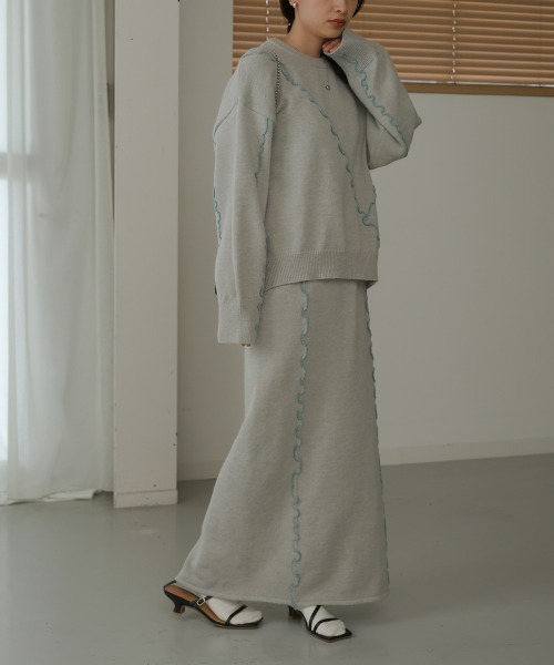 Bab（バブ）の「【セットアップ対応】ウェーブメロウニットスカート（スカート・レディース・ブラック/グレー/アイボリー・FREE）」の10枚目の写真