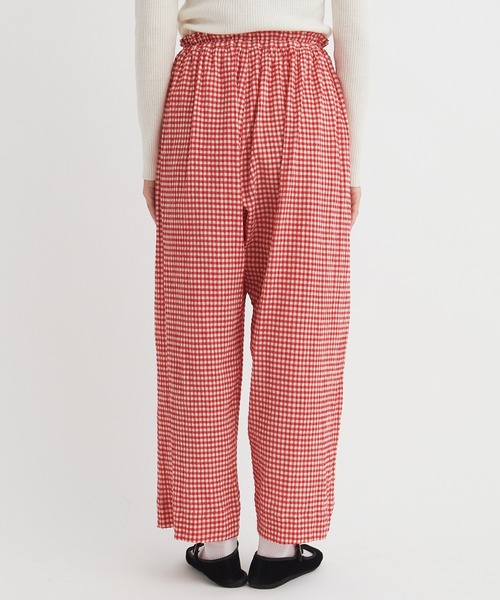 bulle de savon（ビュルデサボン）の「ちぢみgingham パンツ