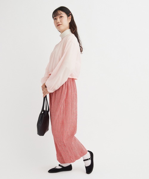 bulle de savon（ビュルデサボン）の「ちぢみgingham パンツ