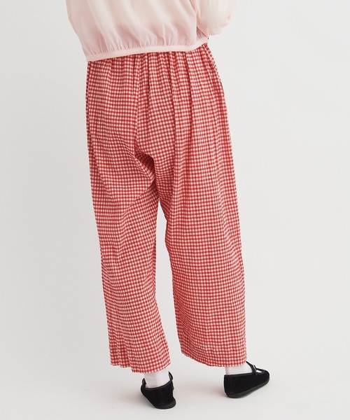 bulle de savon（ビュルデサボン）の「ちぢみgingham パンツ（その他パンツ・レディース・レッド/ブラック・FREE）」の5枚目の写真