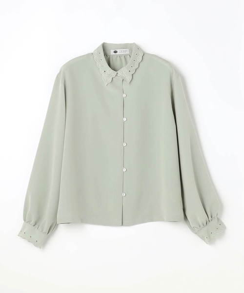 179/WG（イチナナキュウダブルジー）の「スカラップ刺繍ブラウス（シャツ/ブラウス・レディース・オフホワイト/ブラック/ミント/ピンク・MEDIUM）」の7枚目の写真