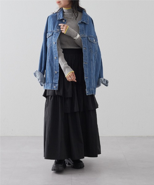 COLONY 2139（コロニートゥーワンスリーナイン）の「PBT配色ラインハイネックリブニット（ニット/セーター・レディース・サックスブルー/グレー/オレンジ/ベージュ/ライトグリーン/アイボリー/ブラック/ブルー・FREE）」の20枚目の写真